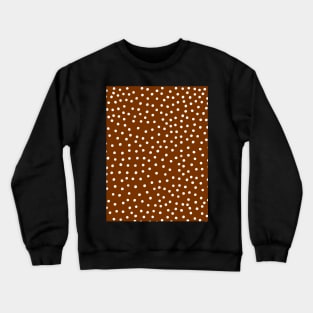 White Polka Dot Spots on Chocolate Pattern Crewneck Sweatshirt